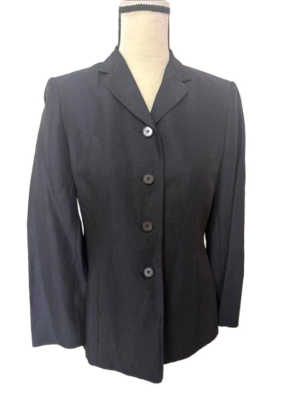 Ann Taylor Navy Linen Blend Tailored Blazer Jacket Size 6P #2676